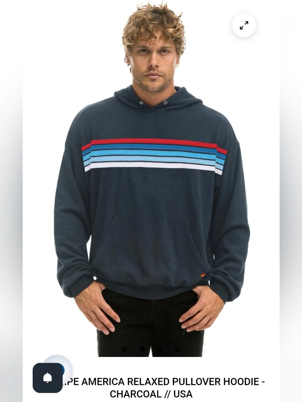 Aviator Nation 5-stripe America Hoodie, Charcoal